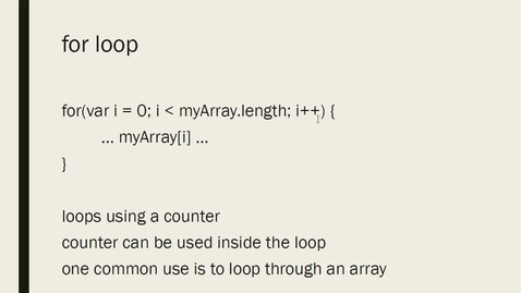 Thumbnail for entry Review JS Arrays, Loops, and Conditions, Part 2