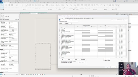Thumbnail for ARCH 1350 - Foundation Walls 2 - Visibility Graphics Override Settings