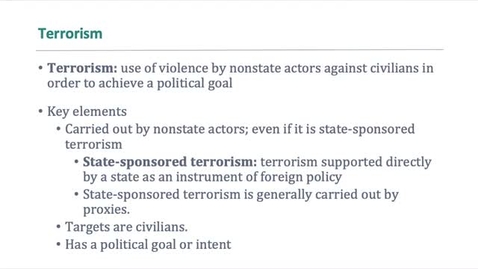Thumbnail for Pols 2200 Lecture 3: Terrorism