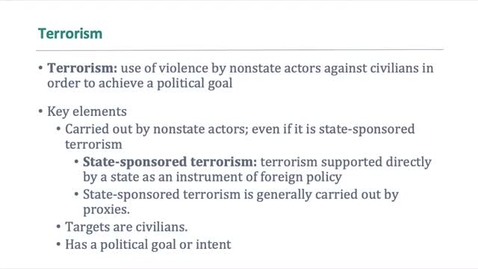 Thumbnail for entry Pols 2200 Lecture 3: Terrorism