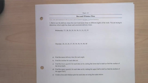 Thumbnail for entry Topic 31 - Box and Whisker Plots