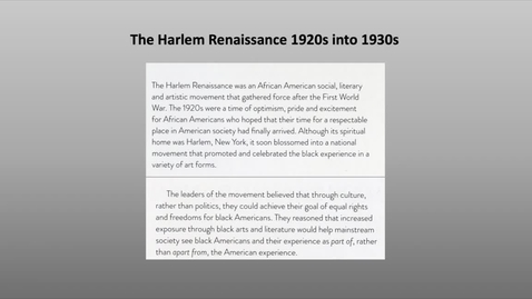 Thumbnail for entry Harlem Renaissance Part 1