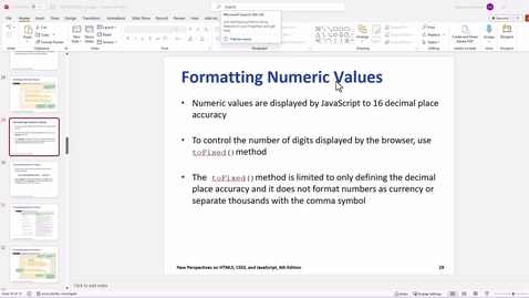 Thumbnail for entry 5 - Formatting Numeric Values