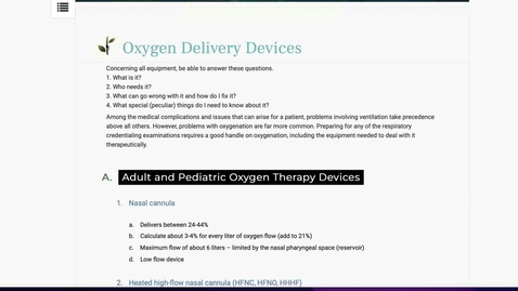 Thumbnail for entry Oxygen Delivery Devices.mp4 - Quiz
