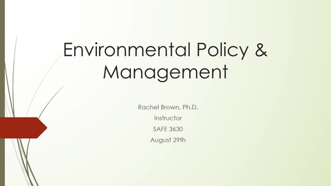Thumbnail for Environmental Management Week 1 