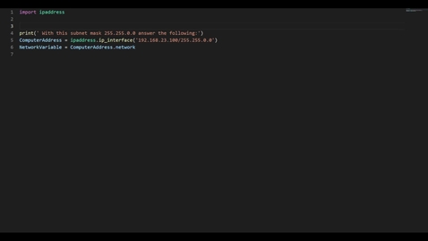 Thumbnail for Creating Subnets Using IPAddress Addendum Video