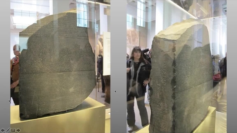 Thumbnail for Clip of Rosetta Stone and hieroglyph decipher process