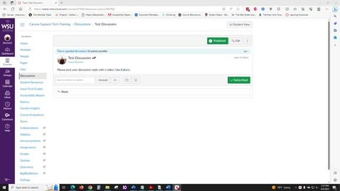 Thumbnail for How to Embed a Kaltura Video in a Canvas Discussion
