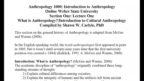 Thumbnail for entry ANTH 1000: Introduction to Anthropology (2023; New)