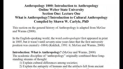 Thumbnail for ANTH 1000: Introduction to Anthropology (2023; New)