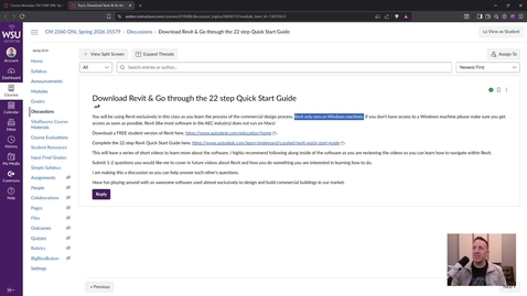 Thumbnail for CM 2360 - Week 1 - Intro Video &amp; What to Expect 2026