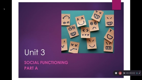 Thumbnail for Unit 3 Social Functioning Part A RECORDED LECTURE Part 1