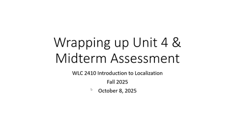 Thumbnail for WLC 2410 Fall 2025 - Wednesday, 10/8 Announcement