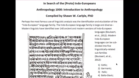 Thumbnail for ANTH 1000: Introduction to Anthropology: Who were the (proto) Indo-Europeans?
