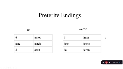 Thumbnail for entry Cap. 9 Preterite Stem-Changing Verbs - Quiz