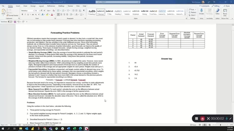Thumbnail for Exam 2 Forecasting Practice Video