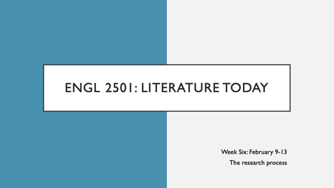 Thumbnail for ENGL 2501 Week Six Spring 2026