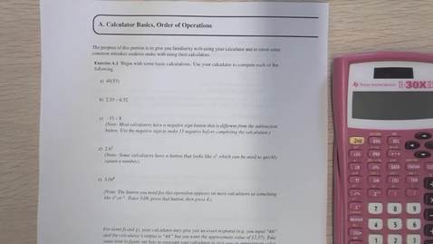 Thumbnail for Activity A: Calculator Basics, Order of Operations