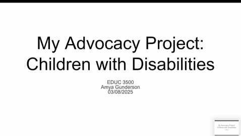 Thumbnail for My Advocacy Project Final