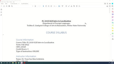 Thumbnail for entry Fall 2022 FL 2410 Course Syllabus &amp; Schedule Overview