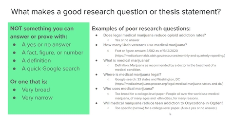 Thumbnail for What Makes a Good Research Question?