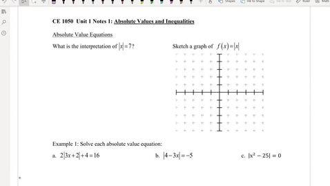 Thumbnail for Lesson 1.1 - Absolute Values and Inequalities