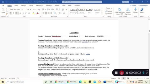 Thumbnail for Lesson Plan Presentation - April 8th 2021, 3:52:10 pm