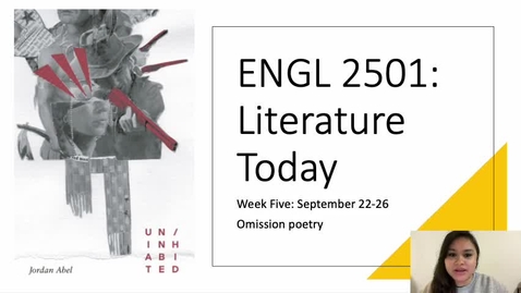Thumbnail for ENGL 2501 Week Five Fall 2025 Recording