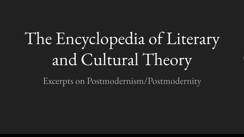 Thumbnail for entry Postmodernism / Postmodernity
