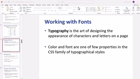 Thumbnail for Video 5 - Working with font styles
