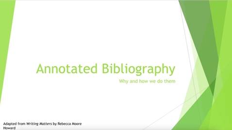 Thumbnail for Annotated Bibliographies Lesson