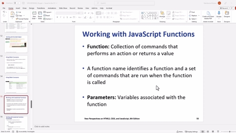 Thumbnail for Video 8 - Working with JavaScript Functions