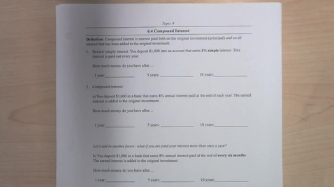 Thumbnail for entry Topic 9 - Compound Interest