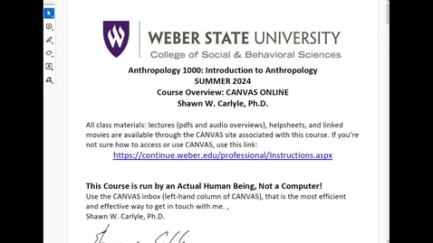 Thumbnail for ANTH 1000: Course Overview: Summer 2024