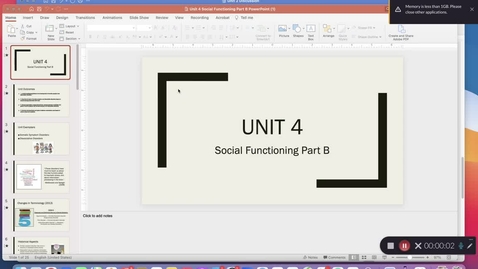 Thumbnail for entry Unit 4 RECORDED LECTURE Social Functioning Part B