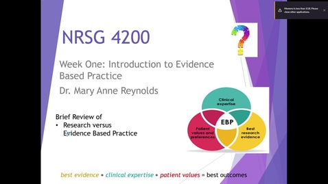Thumbnail for NRSG 4200 Week 1 Intro to EBP