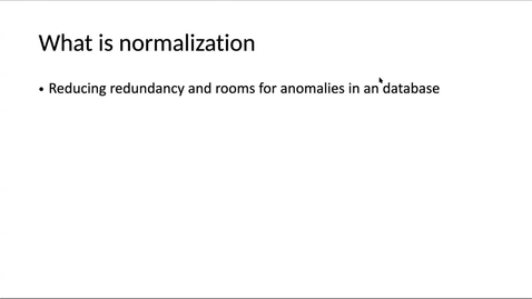 Thumbnail for entry Clip of Second Half CS3550 Week 3 Lecture - Normalization Review