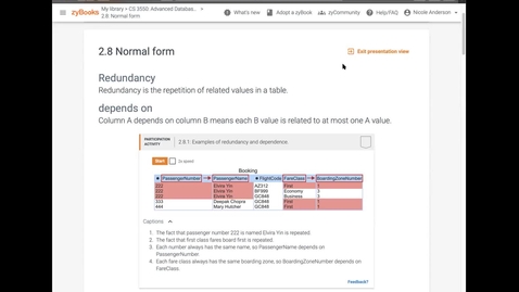 Thumbnail for Clip of Second Half CS3550 Week 3 Lecture - Normalization Review