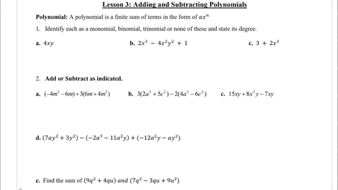 Thumbnail for Math 1010 Lesson 3 Fall2024