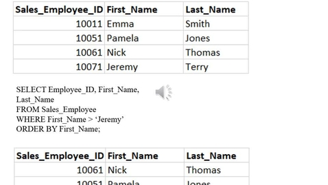Thumbnail for Relational Database and SQL 4 - Order BY Group BY and Having