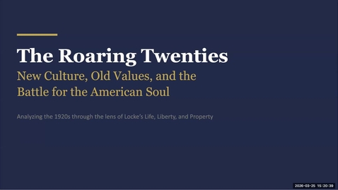 Thumbnail for Video Lecture The Roaring Twenties New Culture Old Values