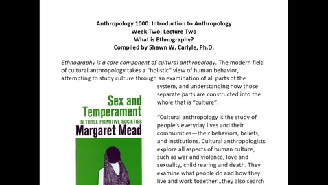 Thumbnail for entry ANTH 1000: What is Ethnography? (Part 1)
