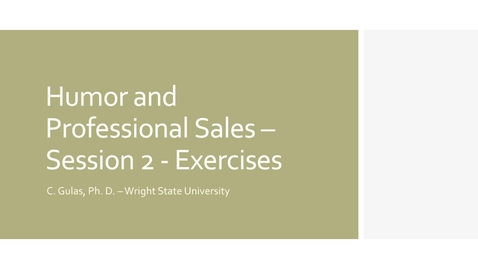 Thumbnail for entry Humor in Sales Part 2-Exercises