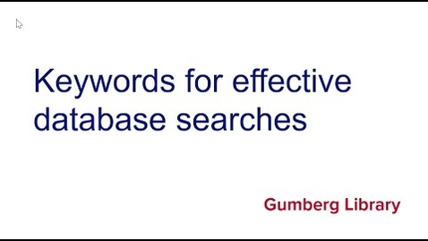 Thumbnail for Keywords for Effective Database Searches