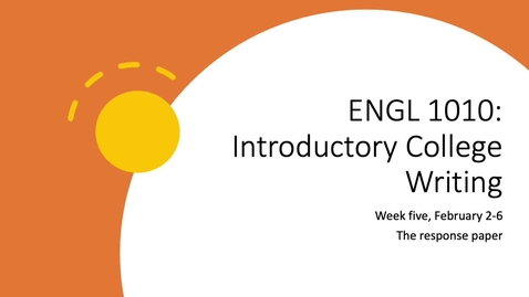 Thumbnail for ENGL 1010 Week Five Spring 2026 Recording