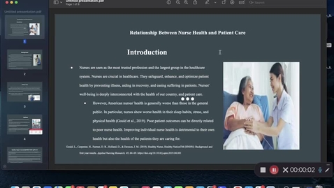 Thumbnail for Relationship between Nurse Health and patient care