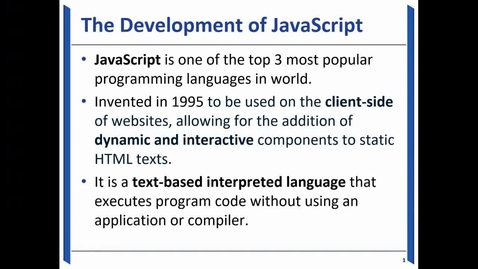 Thumbnail for entry 1-Introduction to JavaScript