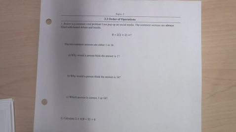 Thumbnail for Topic 1 - Order of Operations