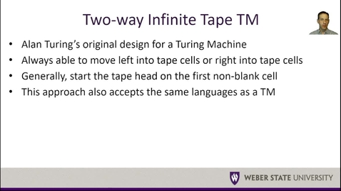 Thumbnail for CS 4110 - Chapter 22 Part 2 Two-way Tape and NTM