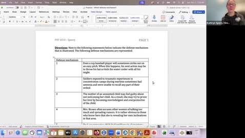 Thumbnail for Intro Module 9 - Going over defense mechanism hadout